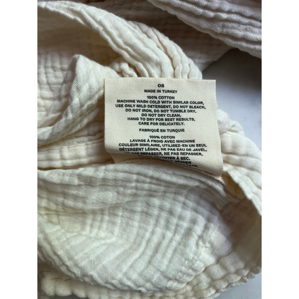 Pokoloko Cotton Gauze Balloon Sleeve V-Neck Wrap Top Top in Cream size OS - Picture 13 of 13